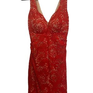 Emerald Sundae Red Lace Maxi Dress